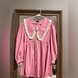 Sister Jane pink dress size L. NWT. Missing one button.